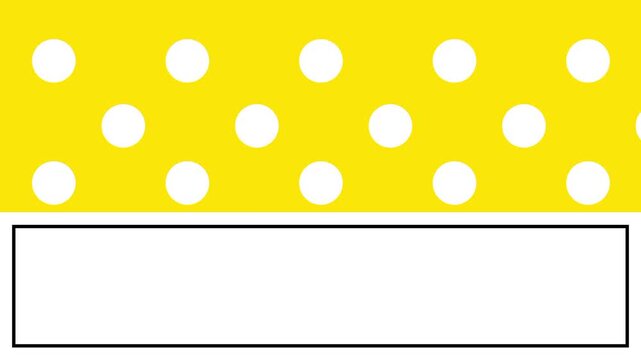 A bright yellow background covered in small white polka dots sits above a blank white rectangle ready for adding custom text or product labels today