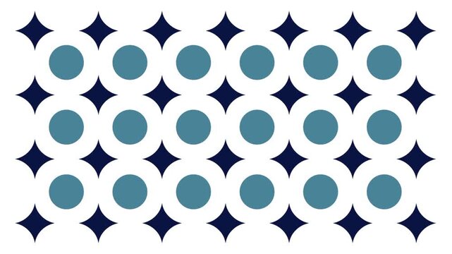 Navy blue diamonds and soft teal dots alternate neatly in rows forming a clean repeating geometric pattern set on a plain white background clearly