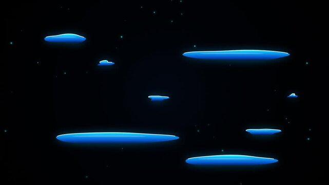 Animated blue glowing platform elements floating against dark space on transparent background