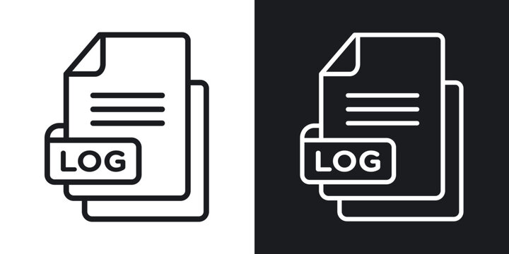 log file icon flat outline in black
