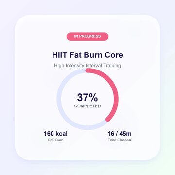 Fitness Tracking App Interface Showing Workout Progress and Daily Activity Summary