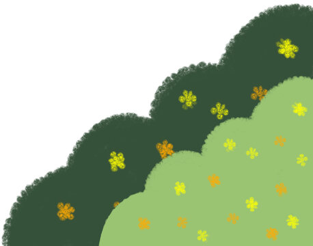 Autumn cosmos flower field hill corner frame illustration 