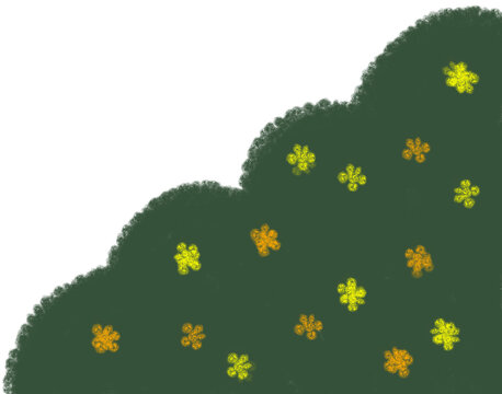 Autumn cosmos flower field hill corner frame illustration 