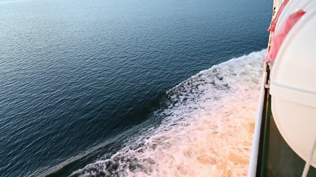 Bow of Cruise Ferry Cruising on the Baltic Sea at Dusk with Splashing Waves, Sweden