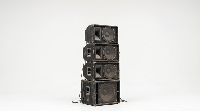 Dusty Vintage Rave Speaker Stack Isolated in Studio