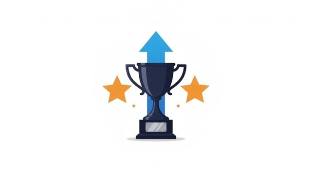 Dark blue trophy cup icon isolated on white background for business achievement concept