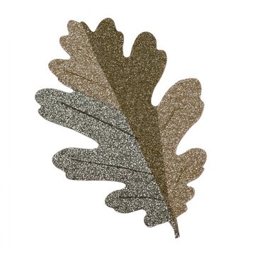 Glittering oak leaf illustration with elegant metallic texture