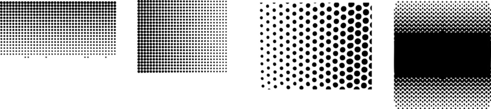 Four Rectangular Halftone Dot Gradient Patterns for Abstract Texture and Graphic Design