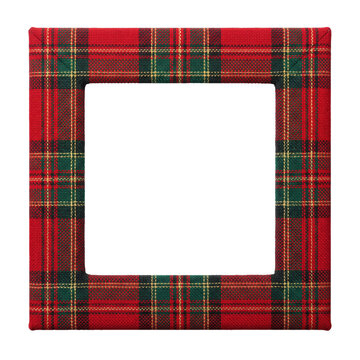 Red tartan plaid fabric square photo frame