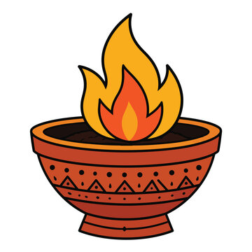 Traditional Indian Havan Kund with Sacred Fire