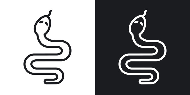 Snake icon flat outline in black
