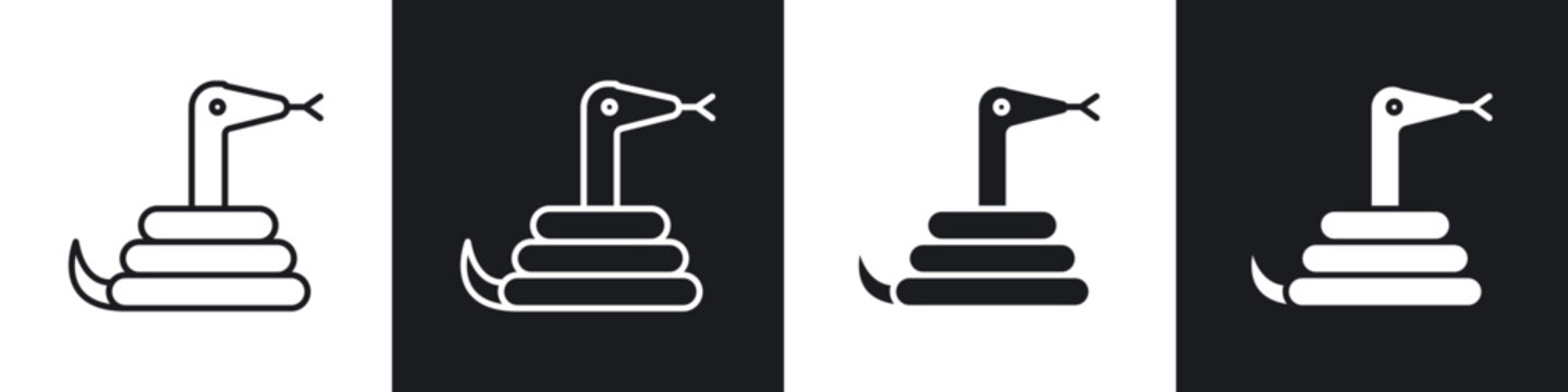 Snake icon flat outline in black