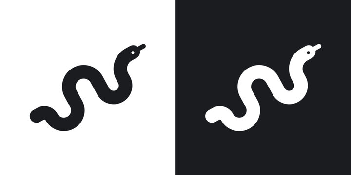 Snake icon flat outline in black