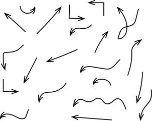 Fototapeta premium Set of black hand drawn arrows on a simple page