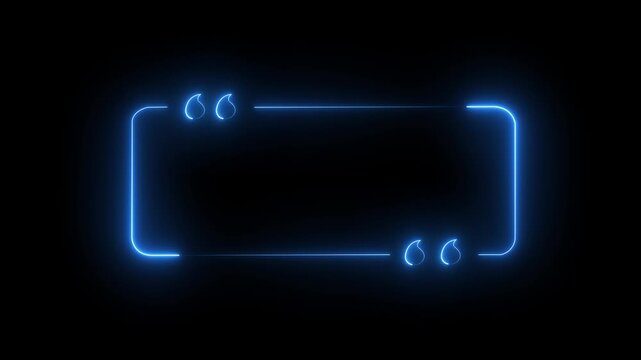 glowing neon Quote Box or message box icon frame Animation.  neon message box icon animation video notice receive massage animated sign symbol on black background .