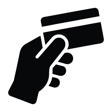 Hand swiping credit card flat icon vector for payment apps and websites