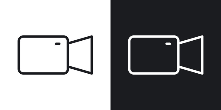 Video call icon flat outline in black