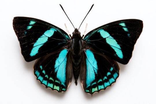 Black and Blue Butterfly Isolated on White