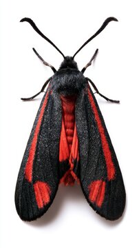 Cinnabar Moth on White Studio Background