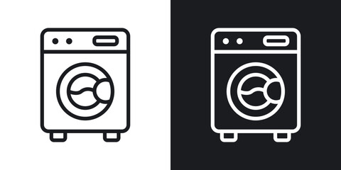Fototapeta premium Washing machine icon flat outline in black
