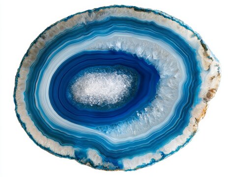 Vibrant Blue Agate Geode Mineral Stone