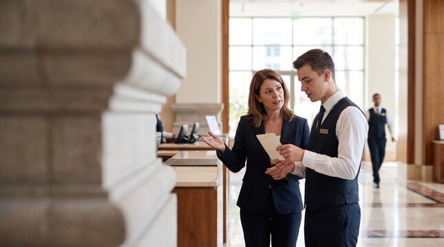 Hotel manager debriefs receptionist after a guest service issue
