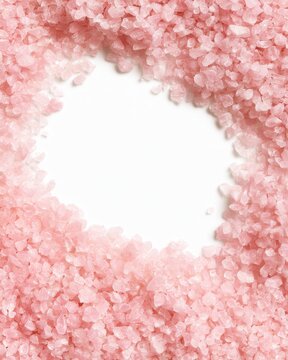 Pink Bath Salts Frame on White Background