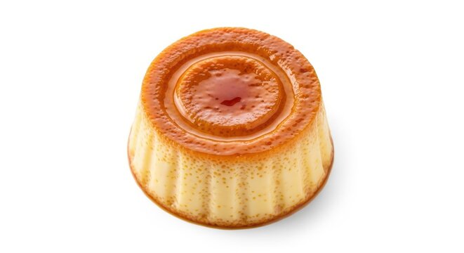 Caramel Custard Dessert Isolated On White Background