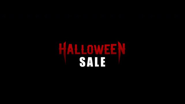 Halloween Sale Text Revealed by Vampire Bite with Blood Dripping, 4K Alpha Channel Animation