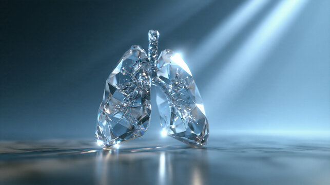 Crystal Human Lungs Illuminated by Ray of Light