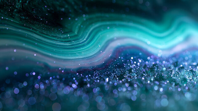 Abstract Macro of Green Agate Mineral with Crystals