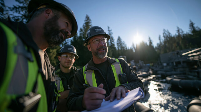 Engineers and Foreman Conducting Outdoor Site Inspection