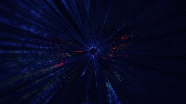 Dynamic sci-fi warp effect featuring aggressive light speed travel through a dark cosmic portal with neon aberrations.
