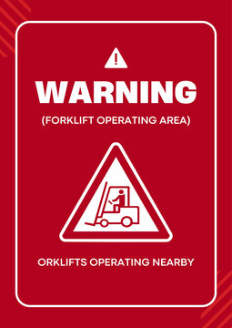 Forklift warning sign indicating active forklift operations nearby. Stay alert, keep clear of vehicle paths, and follow workplace safety procedures.
