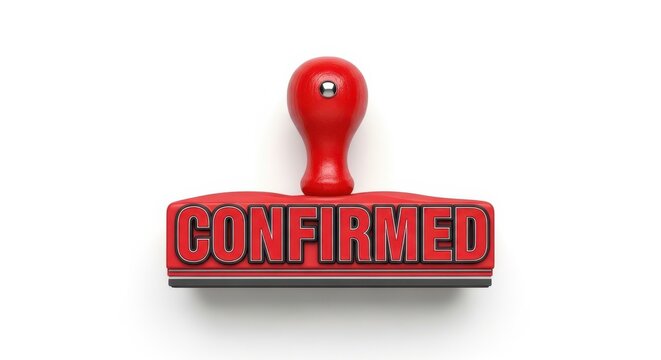 Red Confirmed Rubber Stamp With Bold Text Isolated On White Background