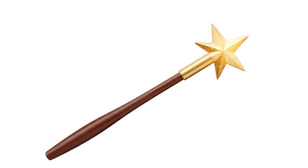 Golden Star Magic Wand on a Wooden Handle - Symbol of Fantasy, Wishes, and Wonder © Graphics River