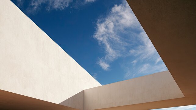 Modern Architectural Design with Clear Sky Background.