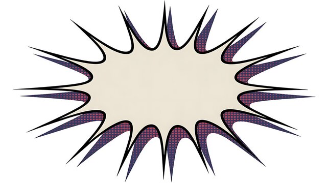 Isolated comic book speech bubble, halftone dotted design, empty burst for text, vector graphic
