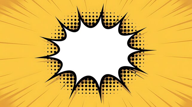 Isolated comic book speech bubble, halftone dotted design, empty burst for text, vector graphic