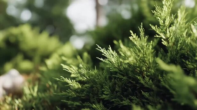 Dense green evergreen tree branches and pine needles