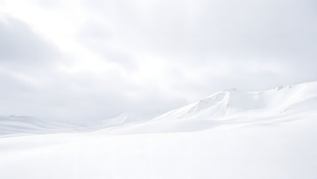 High Key Snowscape of an Untouched White Snowfield Under Soft Overcast Sky