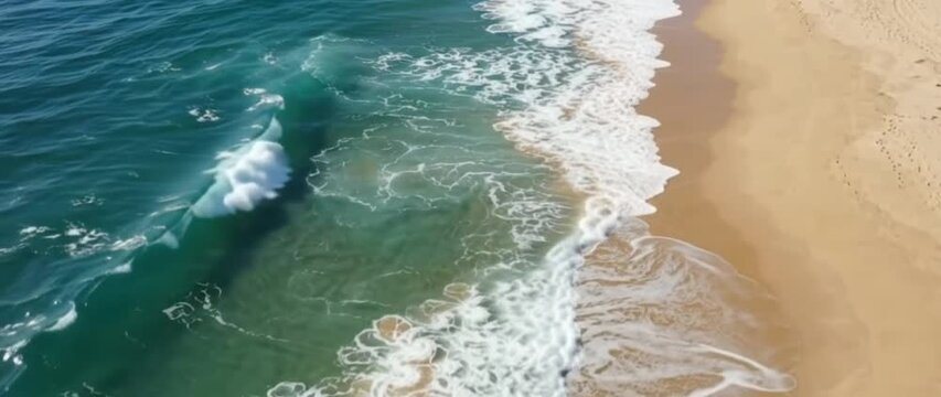  Aerial View of Clear Ocean Water and Foamy Shoreline