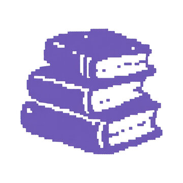 PNG Purple pixel art stack of books illustration.