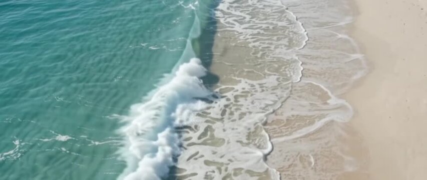 Aerial Coastal View with White Waves and Clear Blue Water