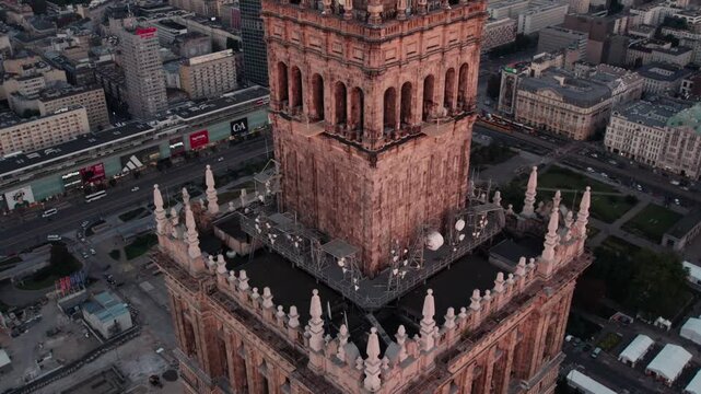 Aerial View of Palace of Culture and Science in Warsaw Poland