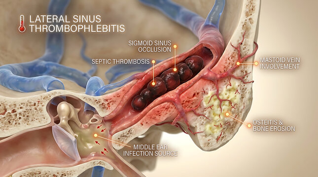 Lateral Sinus Thrombophlebitis with Septic Thrombosis of Sigmoid Sinus Causing Fever of Human Venous Anatomy Mastoid Emissary Vein Inflammation