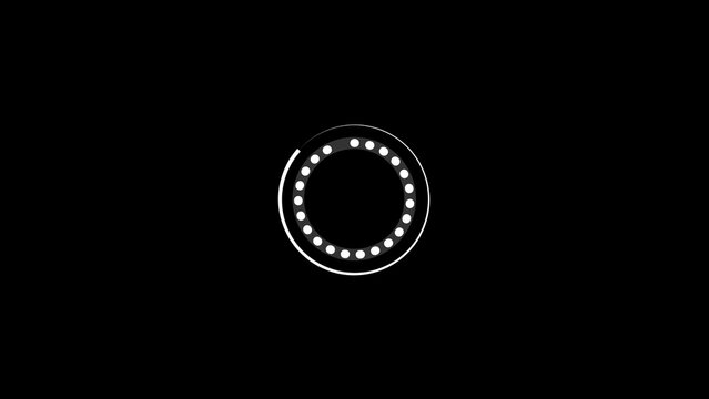 White Circular Loading Indicator with Dots on Black Background circle