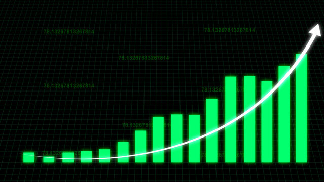 Green Bar Chart with Upward Trend Arrow photo (0;00;10;12