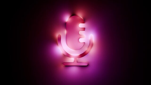 Podcast icon with smooth animated glowing lights and soft red and pink gradients creating a seamless loop against a black background.