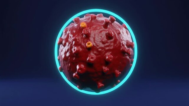 Detailed 3D hantavirus virion visualization for medical education, biotechnology presentations, healthcare websites, scientific documentaries, and commercial health content.